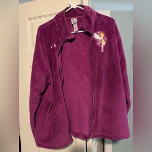 Disney’s Tinker Bell fleece zip up jacket embroidered name MICHELE fuchsia sz L